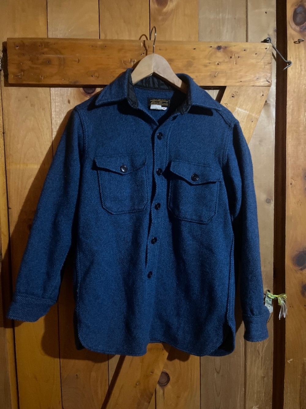 Eddie Bauer Wool Blend Blue Csmp Button Up Shirt